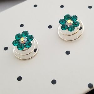 Hair Jewlery Flower Rhinestone Spinners 2 Prom